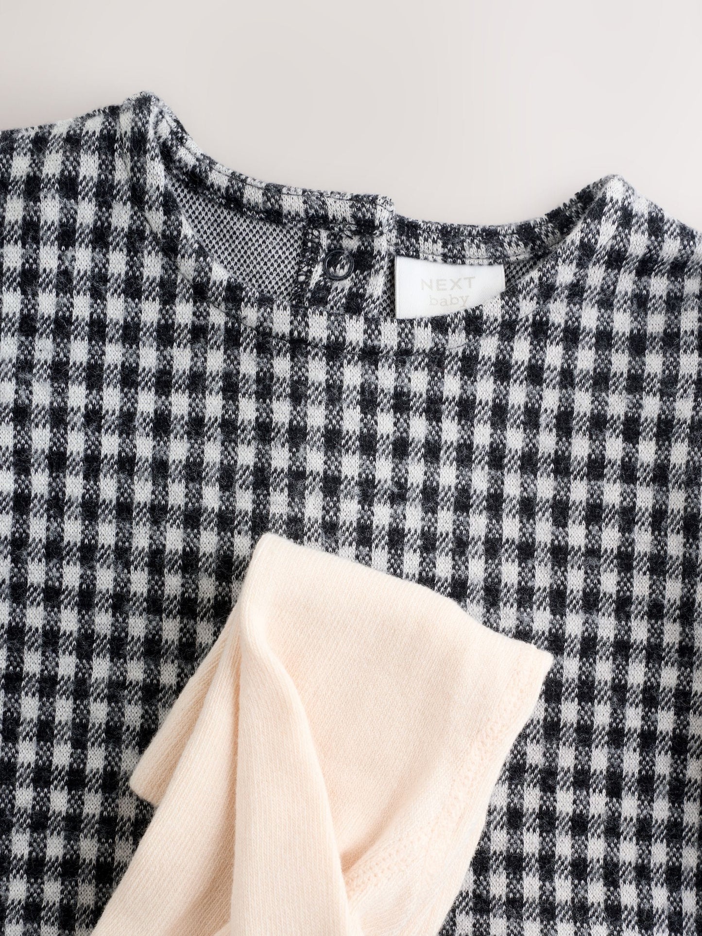 Black/Grey Gingham Baby Long Sleeve Tiered Dress with Tights (0mths-2yrs)