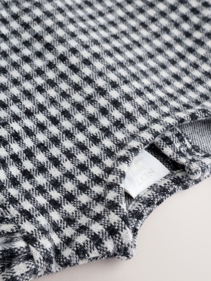 Black/Grey Gingham Baby Long Sleeve Tiered Dress with Tights (0mths-2yrs)