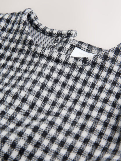 Black/Grey Gingham Baby Long Sleeve Tiered Dress with Tights (0mths-2yrs)