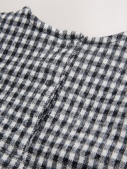 Black/Grey Gingham Baby Long Sleeve Tiered Dress with Tights (0mths-2yrs)