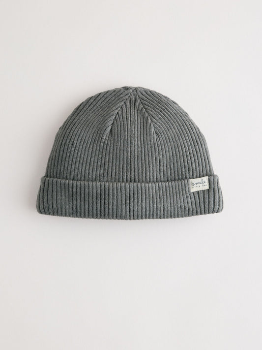Charcoal Grey Baby Ribbed Beanie Hat (0mths-2yrs) image 1