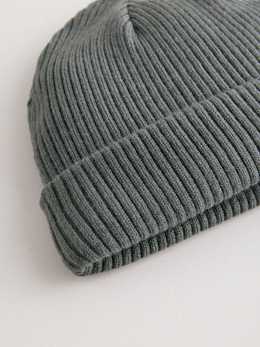 Charcoal Grey Baby Ribbed Beanie Hat (0mths-2yrs) image 3