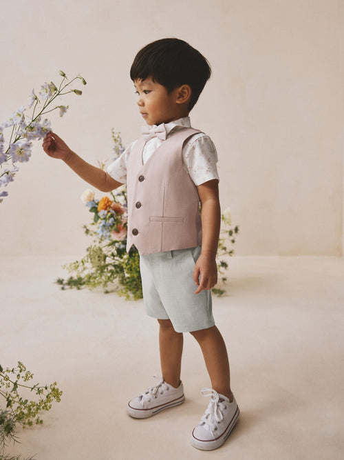 Pink Waistcoat, Shirt, Shorts & Tie Set (3mths-9yrs) image 1