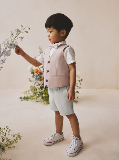 Pink Waistcoat, Shirt, Shorts & Tie Set (3mths-9yrs) image 1