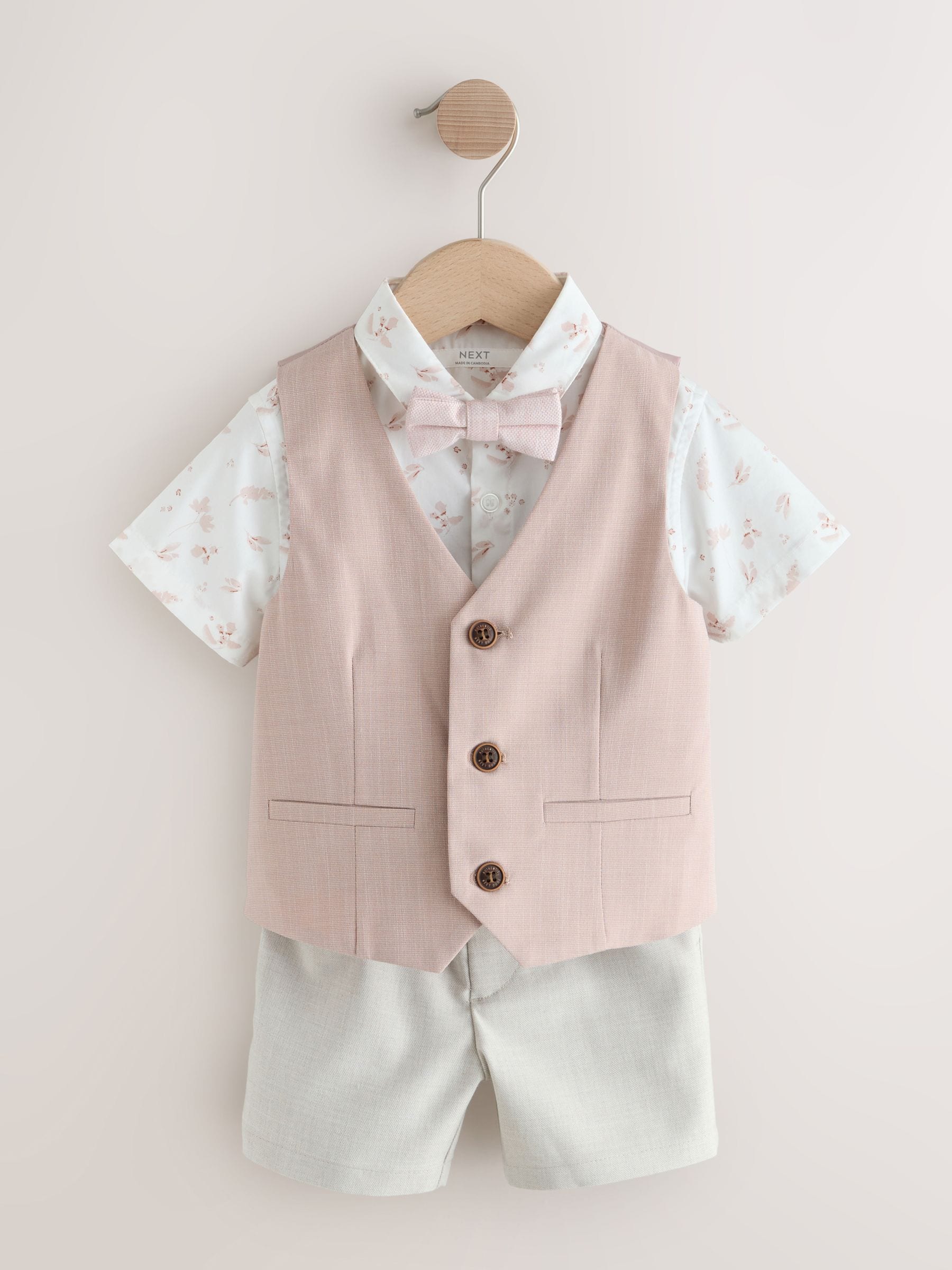 Pink Waistcoat, Shirt, Shorts & Tie Set (3mths-9yrs) image 5