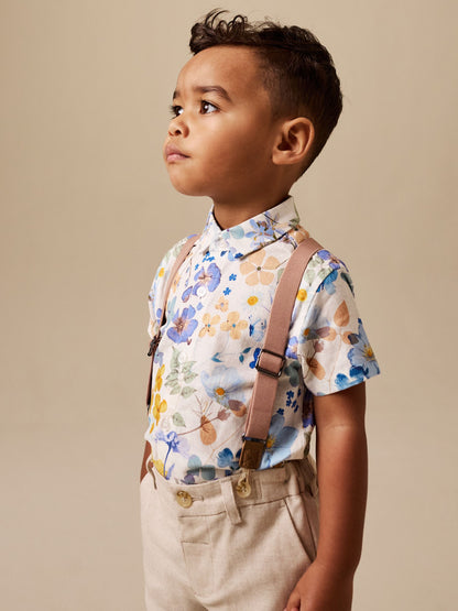 Floral Printed Shirt Short & Braces Set (3mths-9yrs) image 3