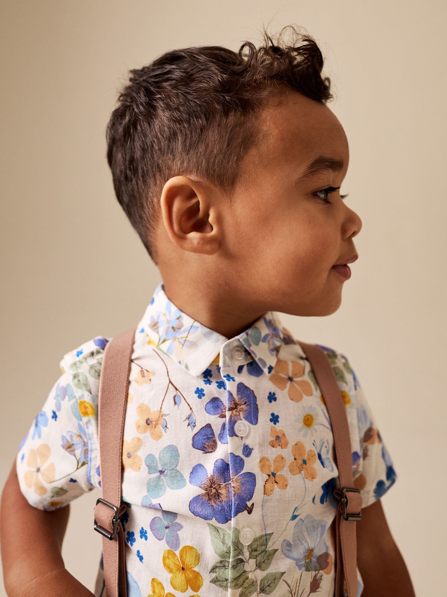 Floral Printed Shirt Short & Braces Set (3mths-9yrs) image 5