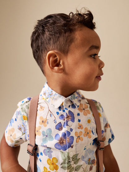 Floral Printed Shirt Short & Braces Set (3mths-9yrs) image 5