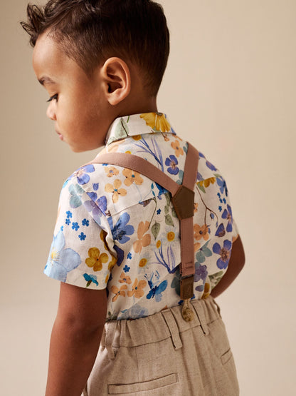 Floral Printed Shirt Short & Braces Set (3mths-9yrs) image 6