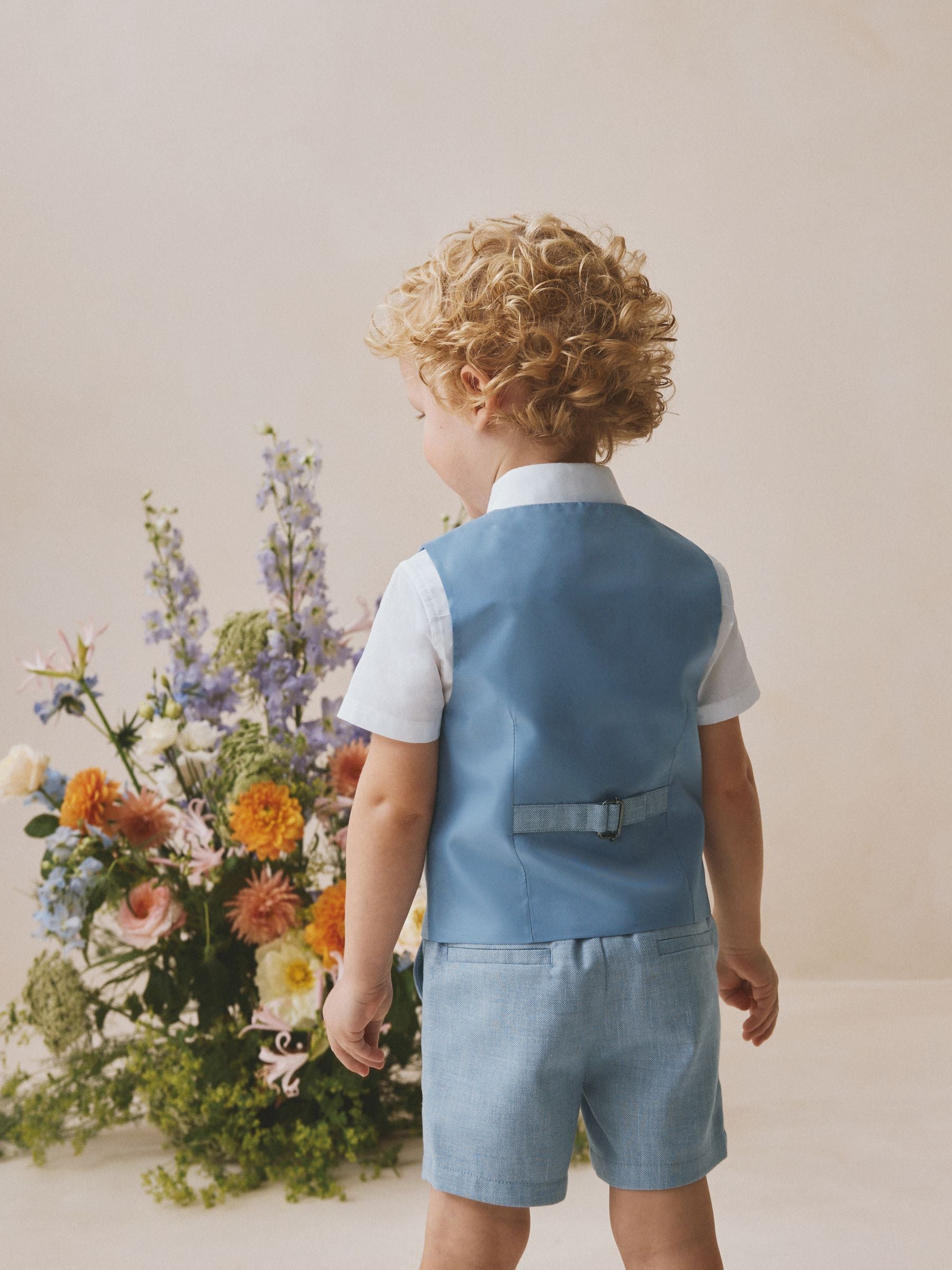 Blue Waistcoat, Shirt, Shorts & Tie Set (3mths-9yrs) image 3