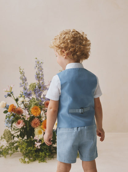 Blue Waistcoat, Shirt, Shorts & Tie Set (3mths-9yrs) image 3