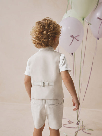 Neutral Waistcoat, Shirt, Shorts & Tie Set (3mths-9yrs) image 3