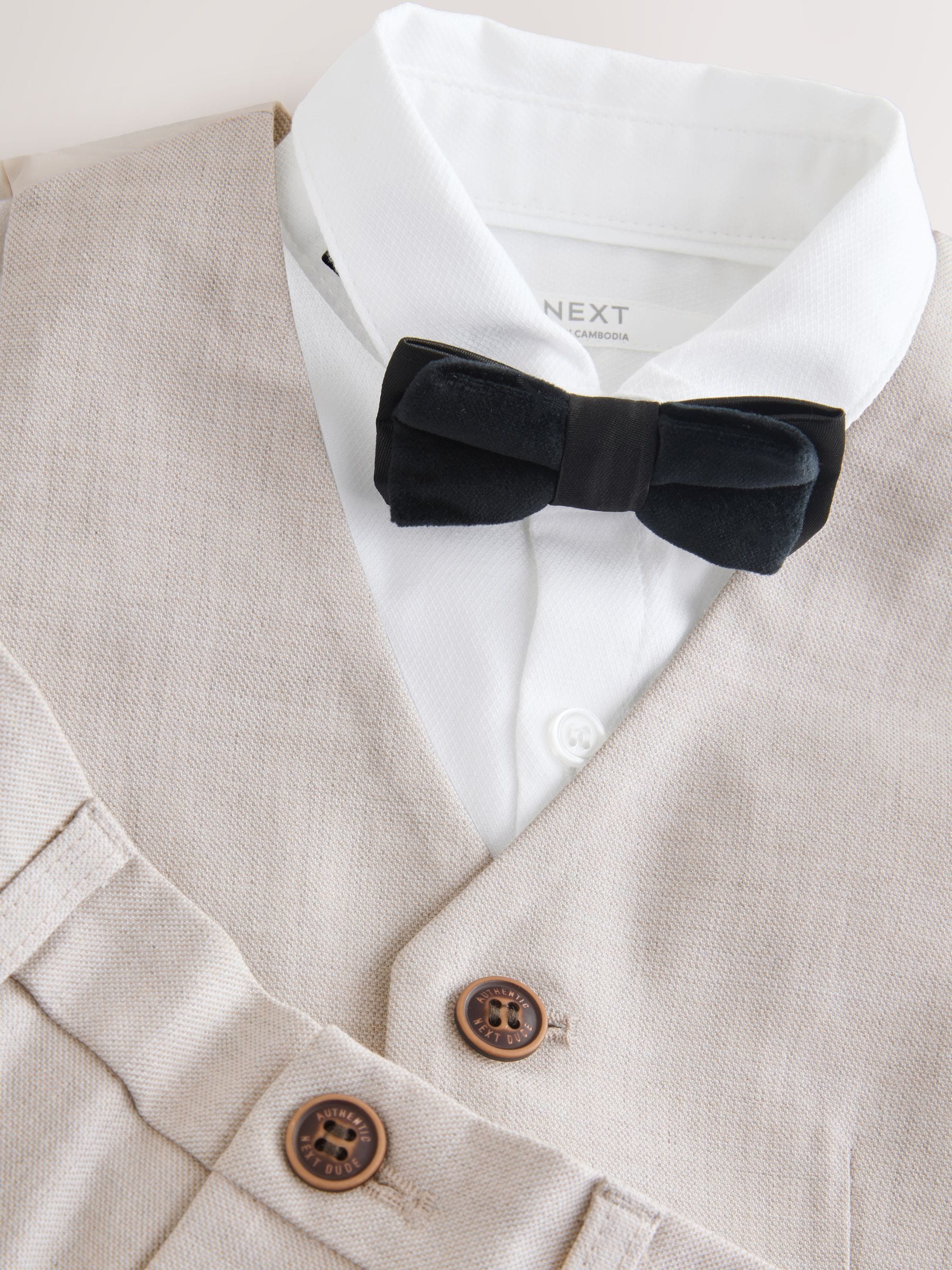 Neutral Waistcoat, Shirt, Shorts & Tie Set (3mths-9yrs) image 5