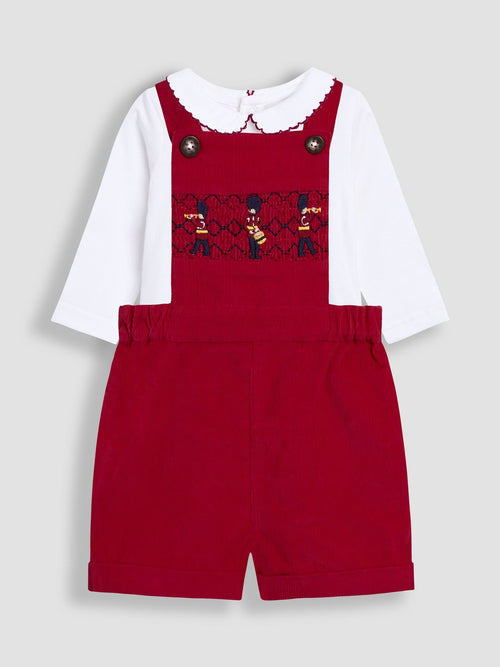 JoJo Maman Bébé Red 2-Piece Smocked Dungarees & Bodysuit Set image 1