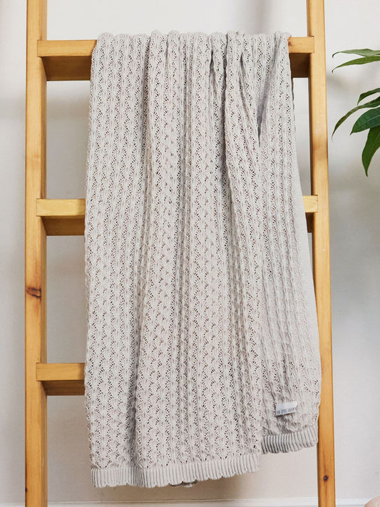 The Little Tailor Natural Baby Scallop Design Pointelle 100% Cotton Blanket image 1