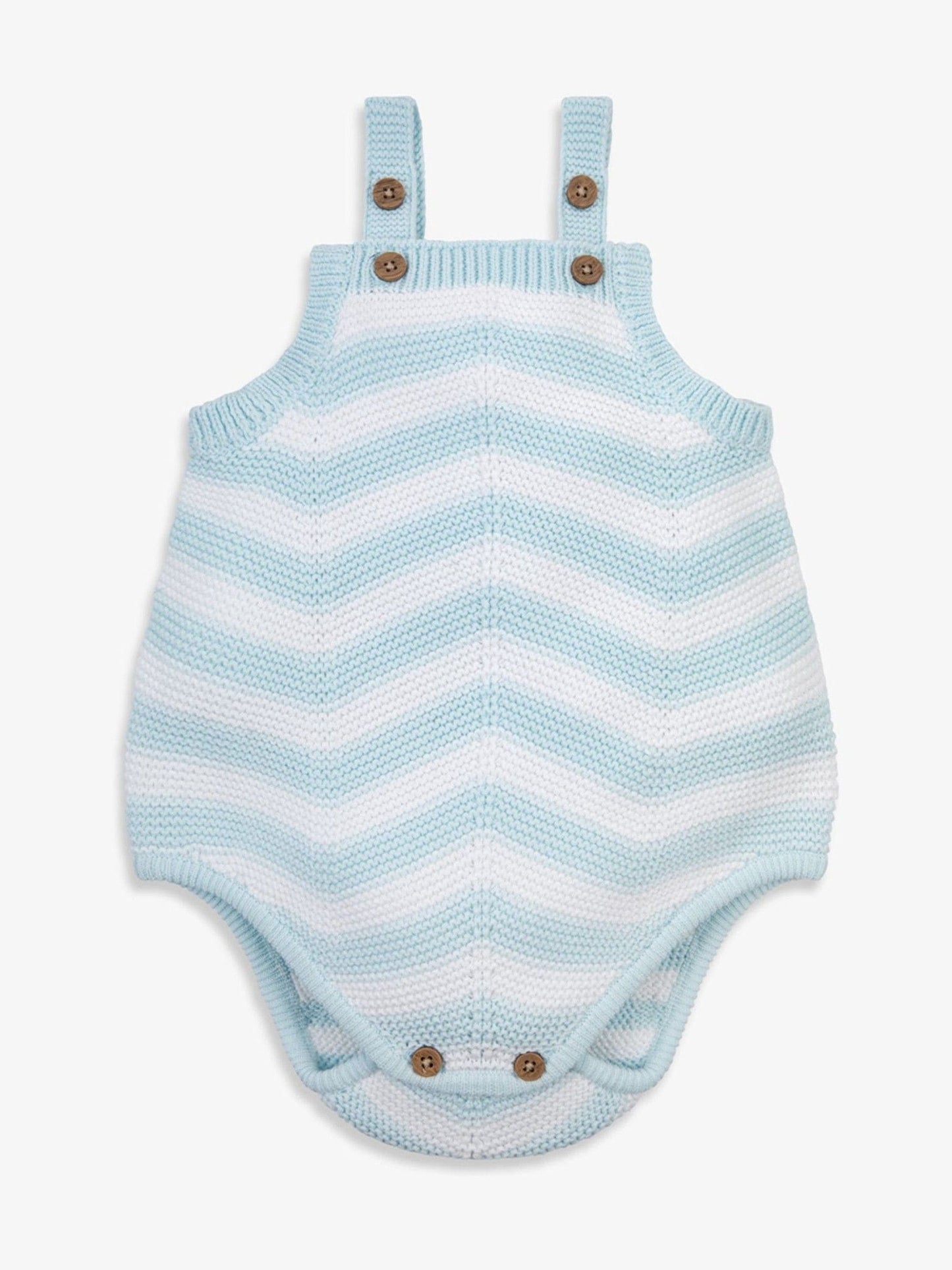 The Little Tailor Blue Baby Chevron Design Knitted 100% Cotton Romper image 2