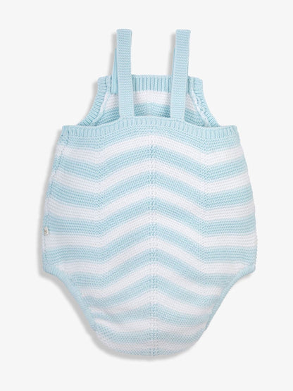 The Little Tailor Blue Baby Chevron Design Knitted 100% Cotton Romper image 4