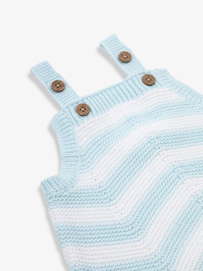 The Little Tailor Blue Baby Chevron Design Knitted 100% Cotton Romper image 5