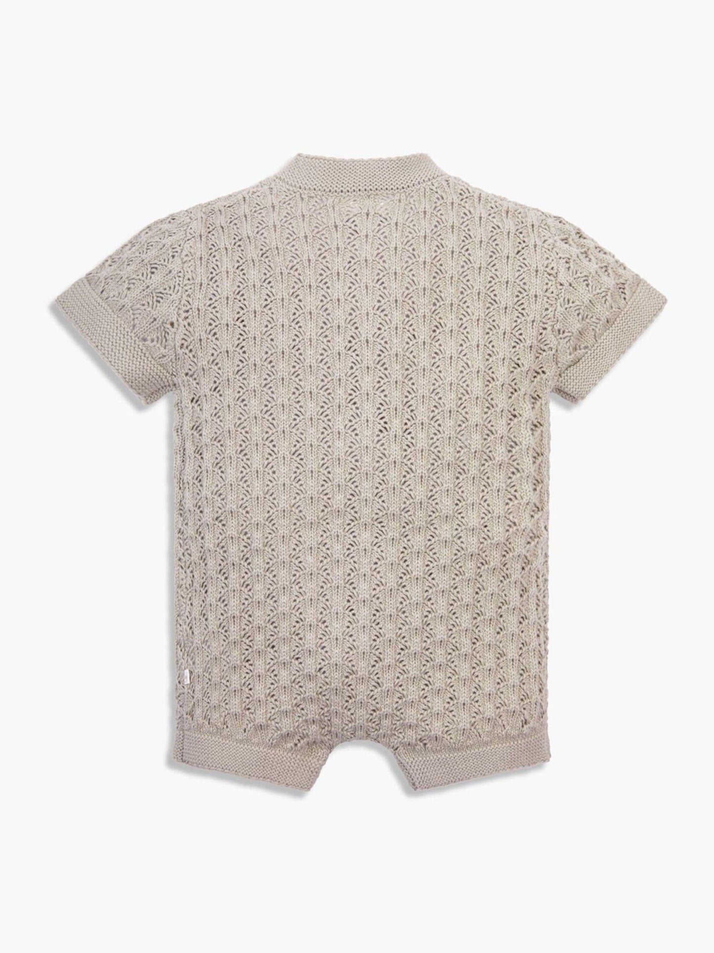The Little Tailor Natural Baby Scallop Design Pointelle Button Through 100% Cotton Romper image 3