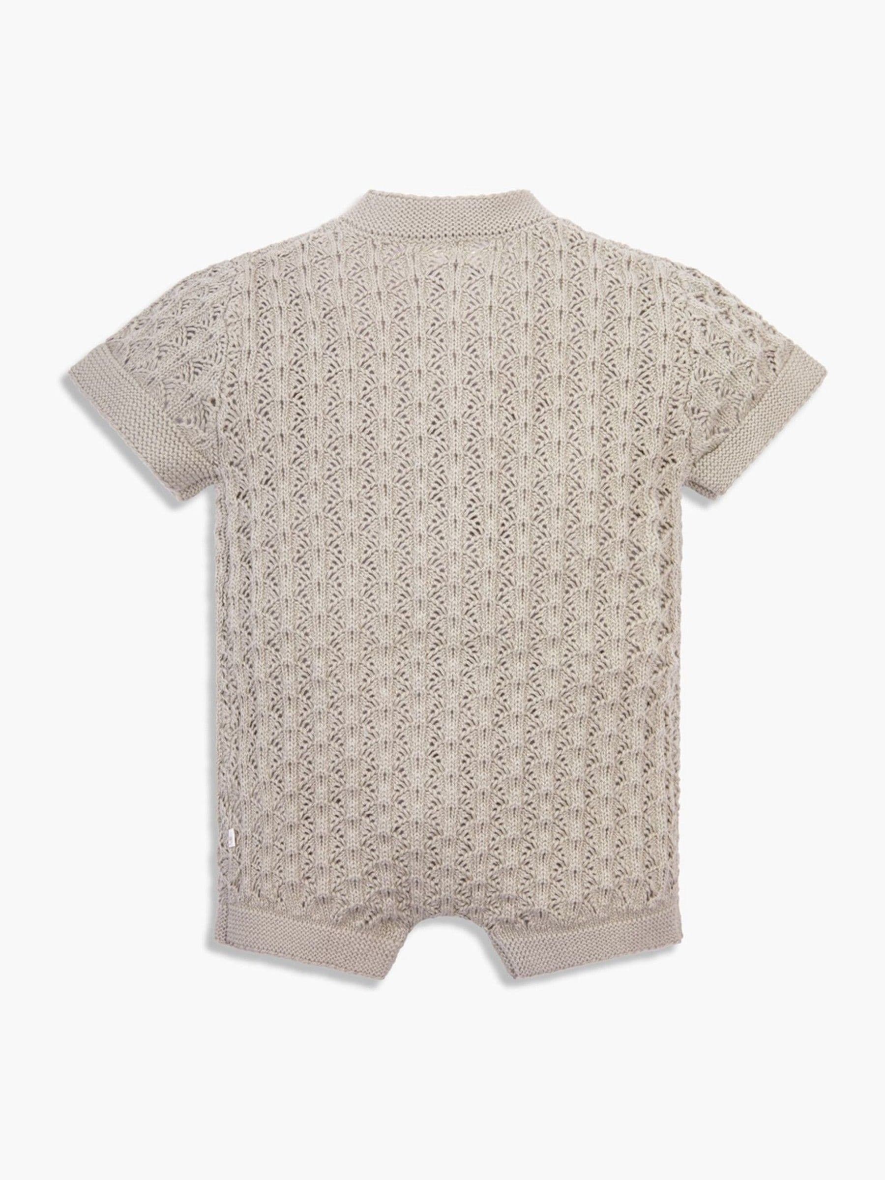 The Little Tailor Natural Baby Scallop Design Pointelle Button Through 100% Cotton Romper image 3