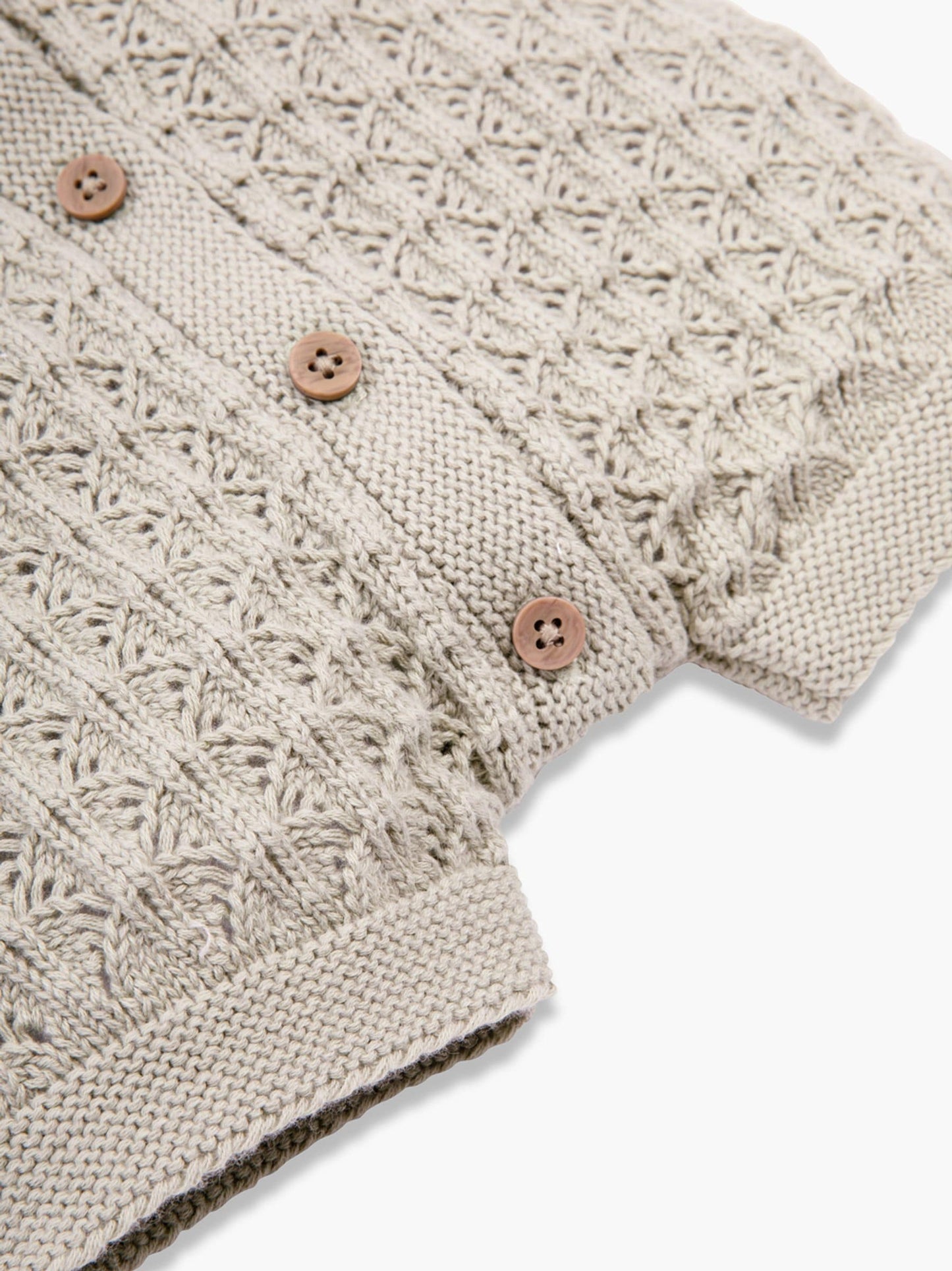 The Little Tailor Natural Baby Scallop Design Pointelle Button Through 100% Cotton Romper image 5