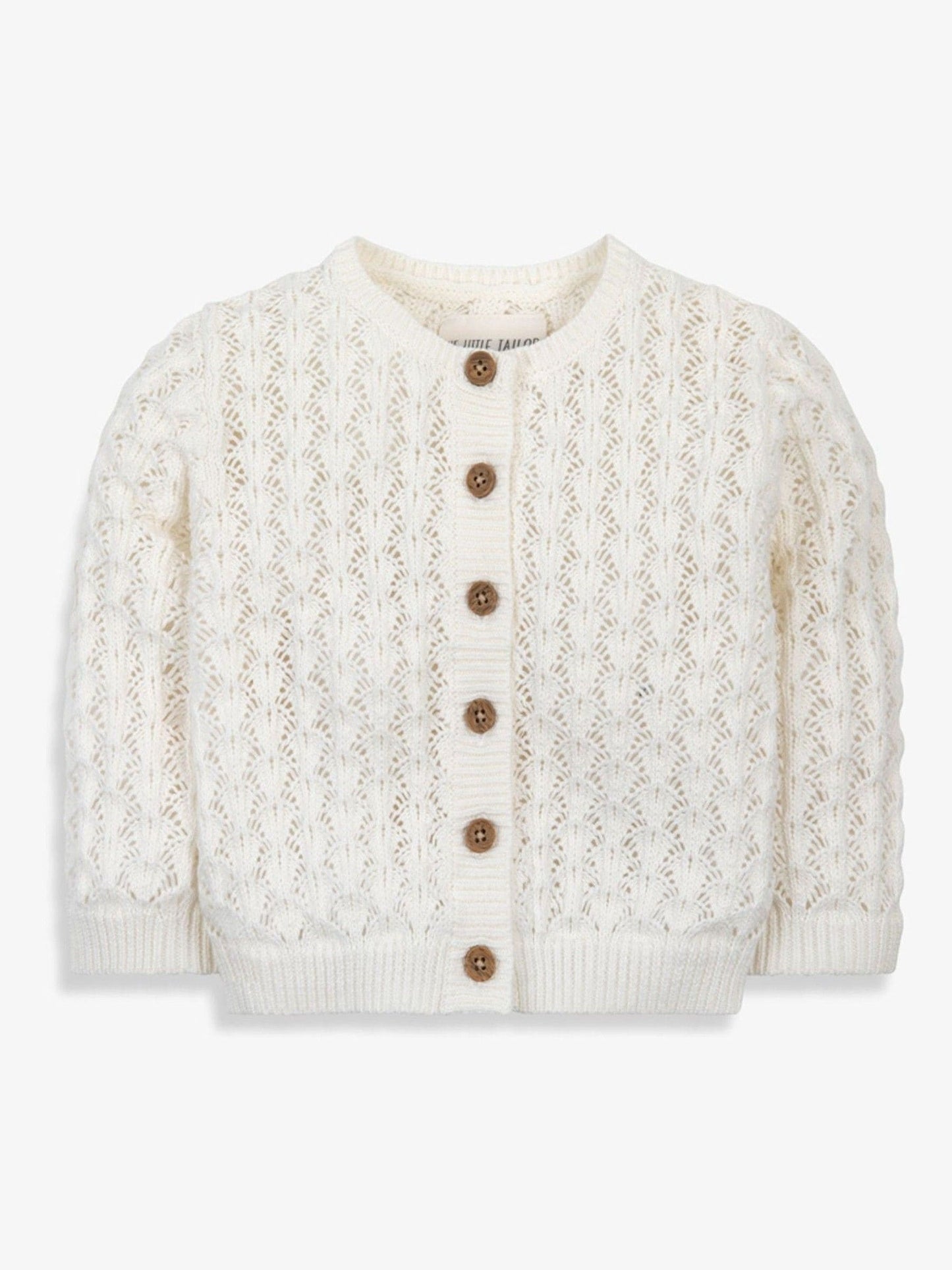 Dsiney Kidz - The Little Tailor Cream 100% Cotton Scallop Design Pointelle Cardigan image 4
