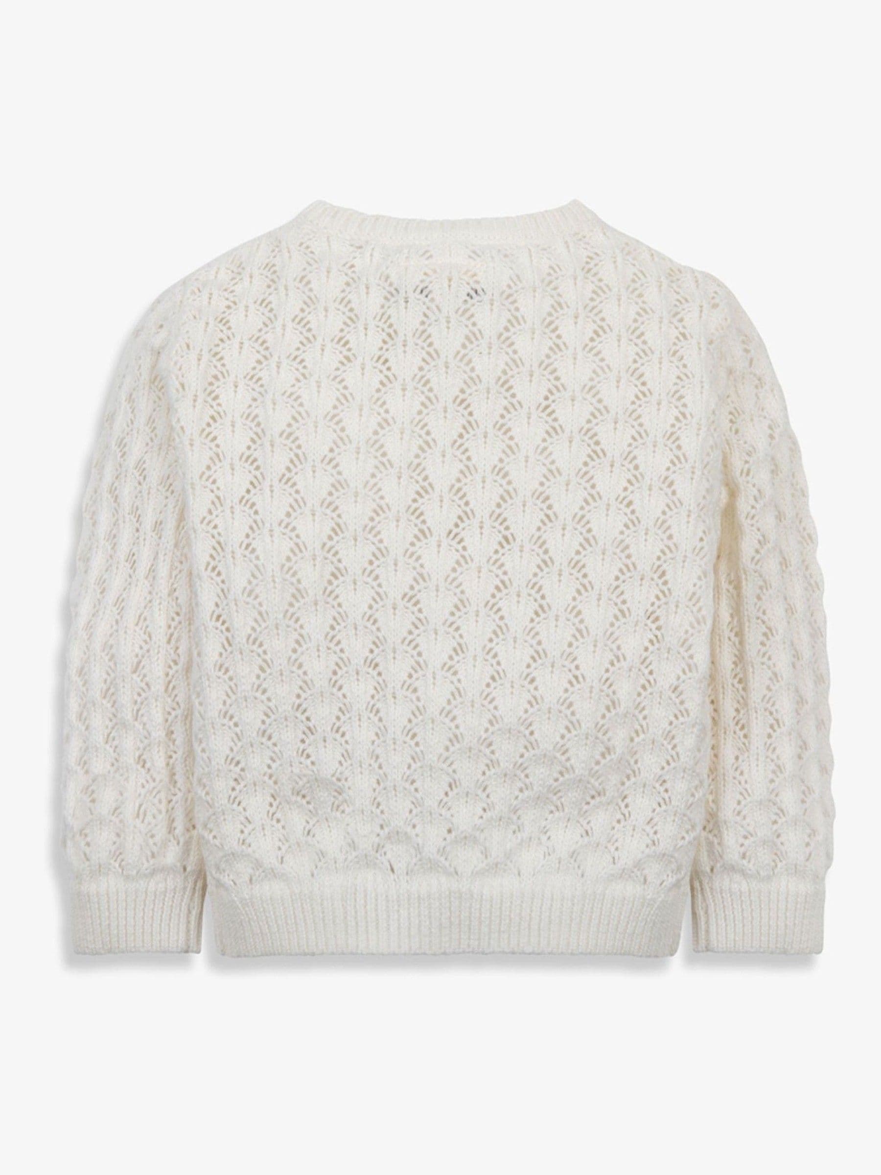 Dsiney Kidz - The Little Tailor Cream 100% Cotton Scallop Design Pointelle Cardigan image 5