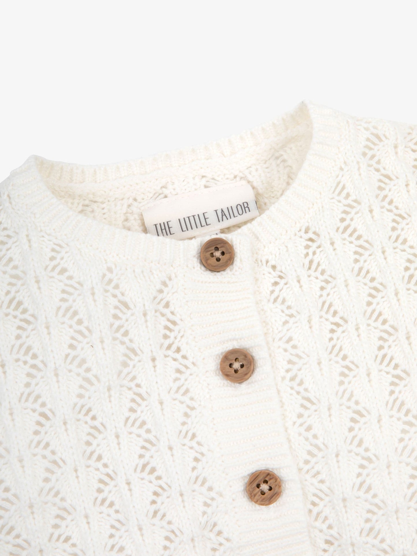 Dsiney Kidz - The Little Tailor Cream 100% Cotton Scallop Design Pointelle Cardigan image 6