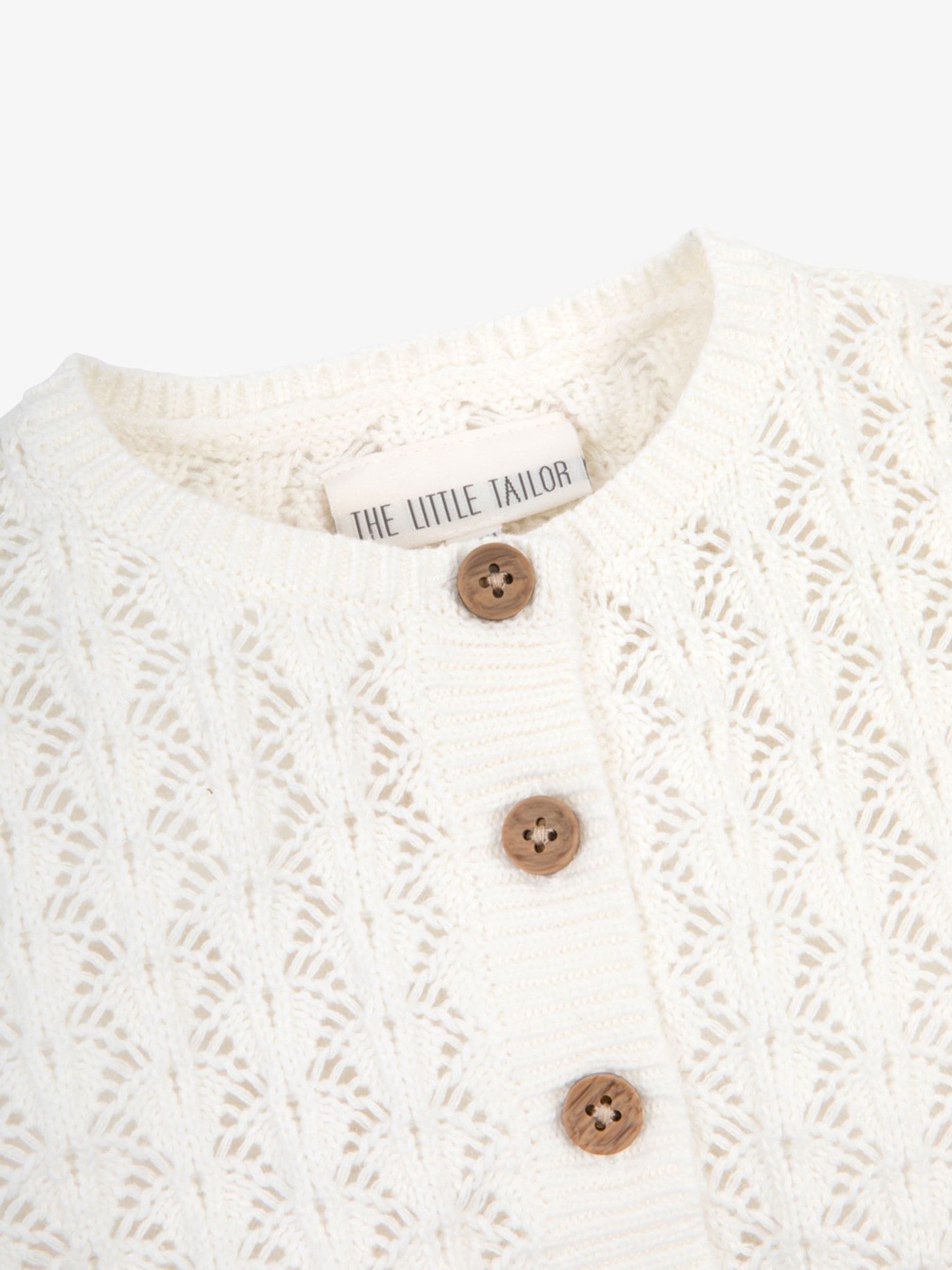 Dsiney Kidz - The Little Tailor Cream 100% Cotton Scallop Design Pointelle Cardigan image 6