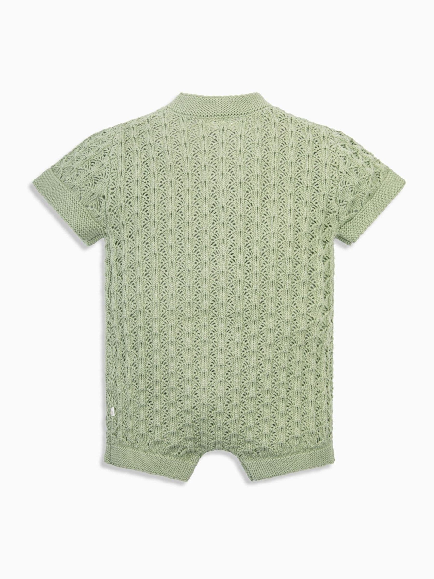 The Little Tailor Green Baby Scallop Design Pointelle Button Through 100% Cotton Romper image 4