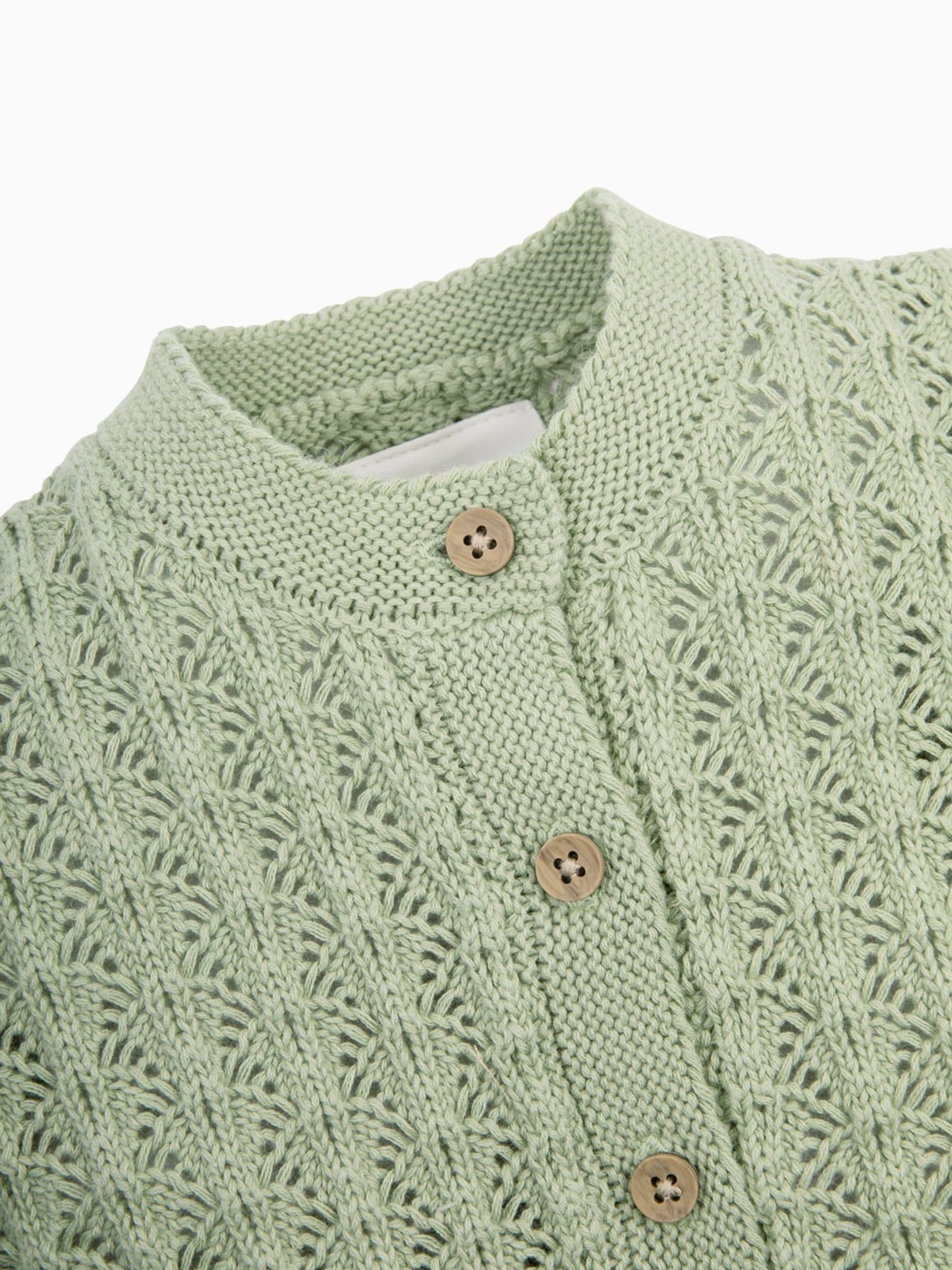 The Little Tailor Green Baby Scallop Design Pointelle Button Through 100% Cotton Romper image 5