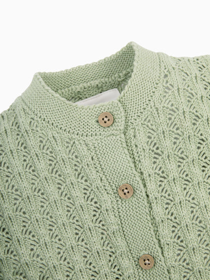 The Little Tailor Green Baby Scallop Design Pointelle Button Through 100% Cotton Romper image 5