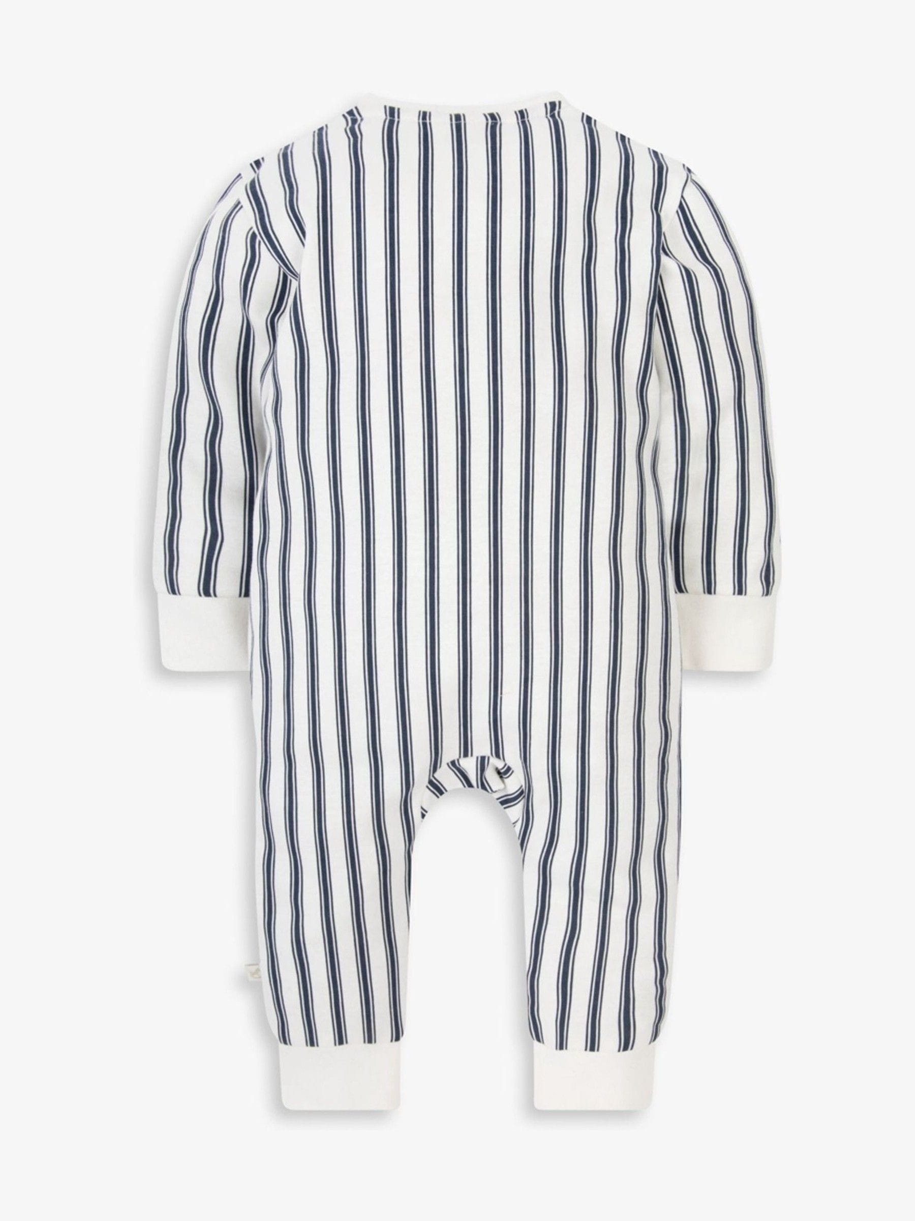 The Little Tailor Blue Front Zip Soft Sleepsuit image 3