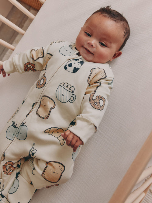 Ecru Breakfast Club 2.5 TOG Wadded Baby Sleepsuit image 1
