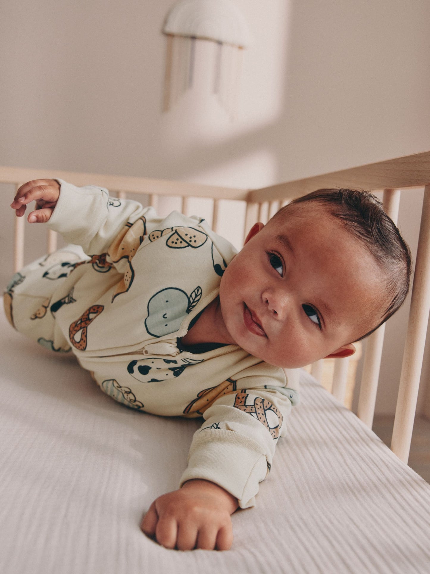 Ecru Breakfast Club 2.5 TOG Wadded Baby Sleepsuit image 2