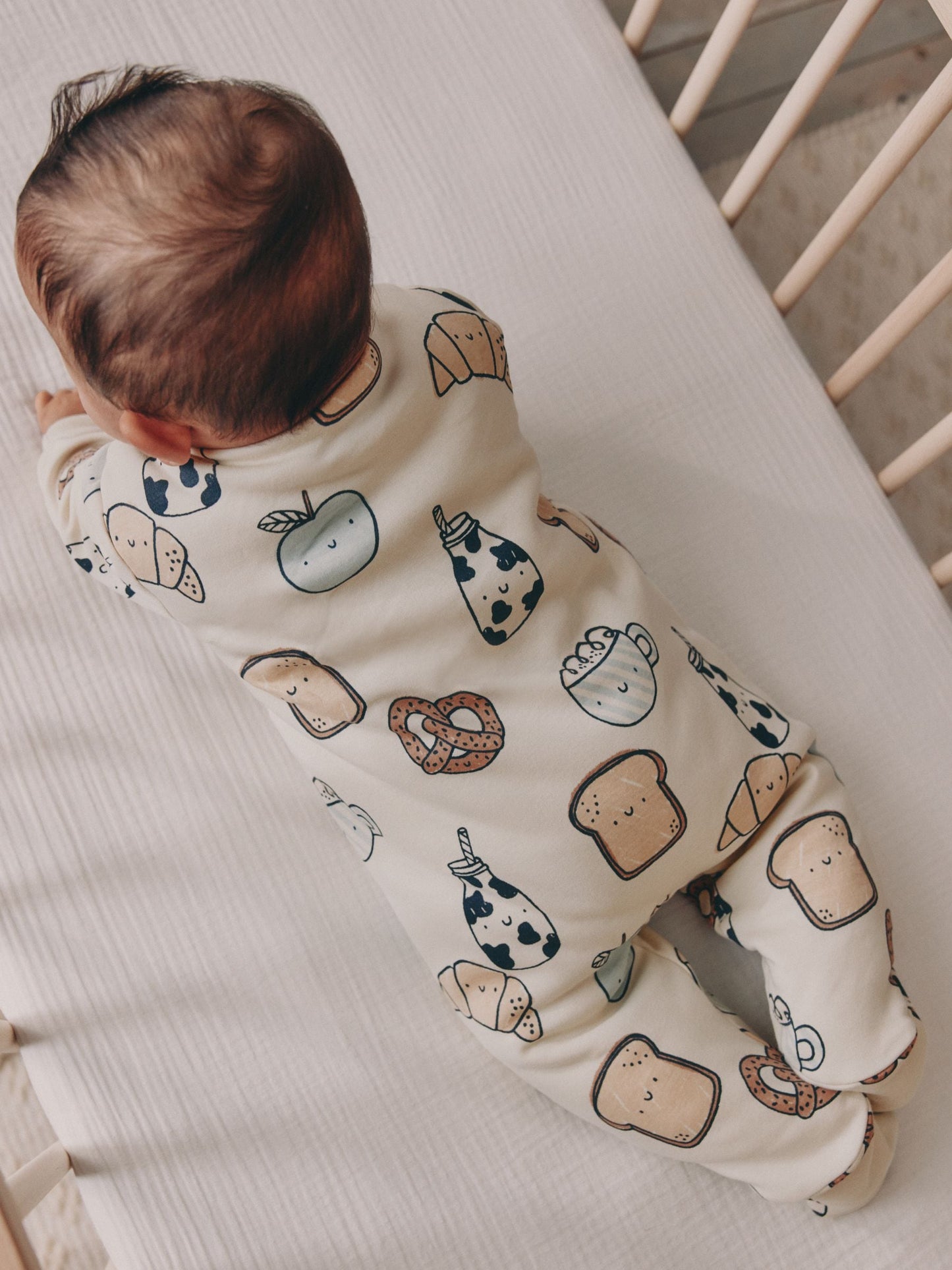 Ecru Breakfast Club 2.5 TOG Wadded Baby Sleepsuit image 3