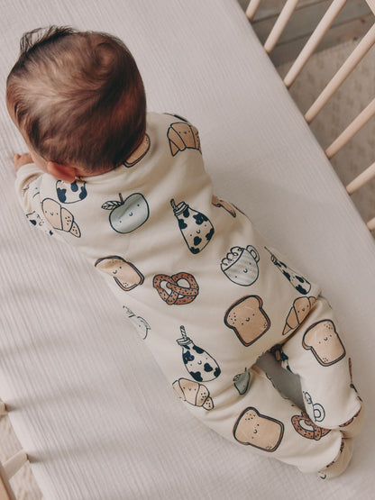 Ecru Breakfast Club 2.5 TOG Wadded Baby Sleepsuit image 3