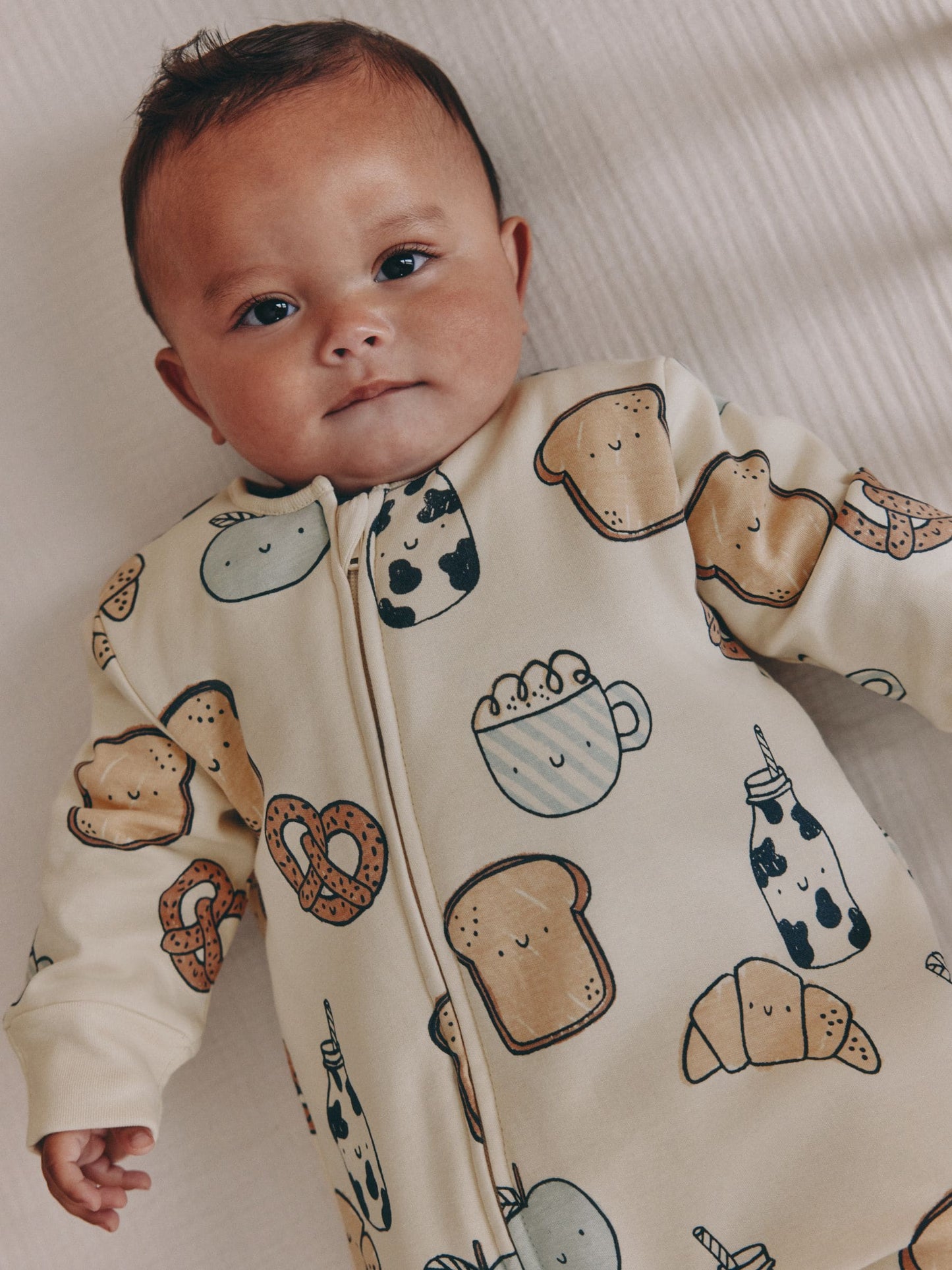 Ecru Breakfast Club 2.5 TOG Wadded Baby Sleepsuit image 4