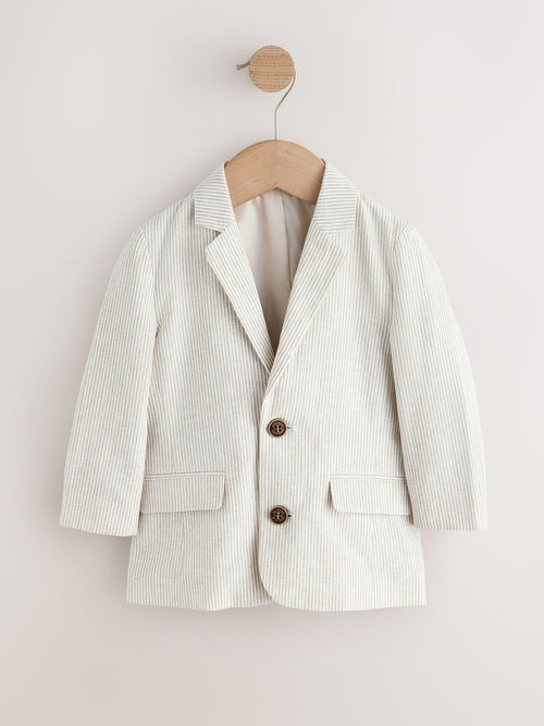 Neutral Stripe Linen Blend Blazer (3mths-9yrs) image 1