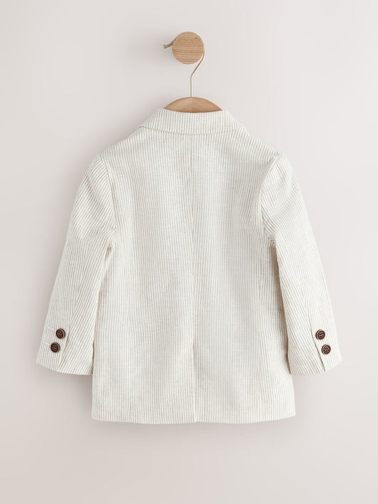 Neutral Stripe Linen Blend Blazer (3mths-9yrs) image 2