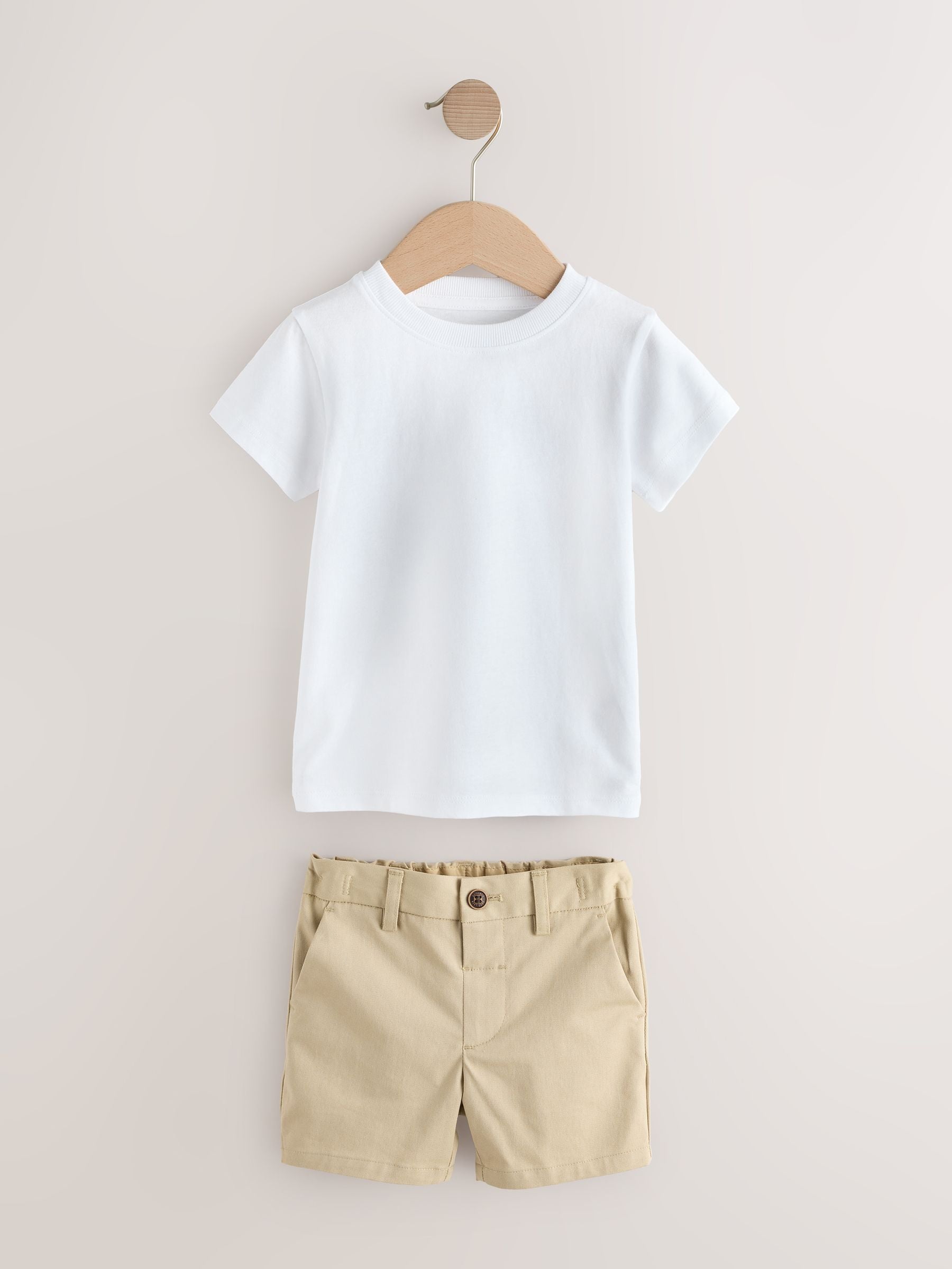 Neutral Stripe Linen Blend Blazer T-Shirt & Shorts Set (3mths-9yrs) image 3