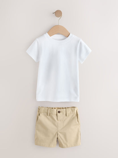 Neutral Stripe Linen Blend Blazer T-Shirt & Shorts Set (3mths-9yrs) image 3