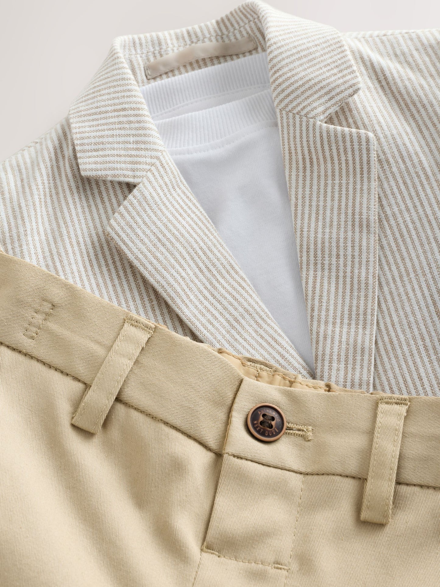 Neutral Stripe Linen Blend Blazer T-Shirt & Shorts Set (3mths-9yrs) image 4
