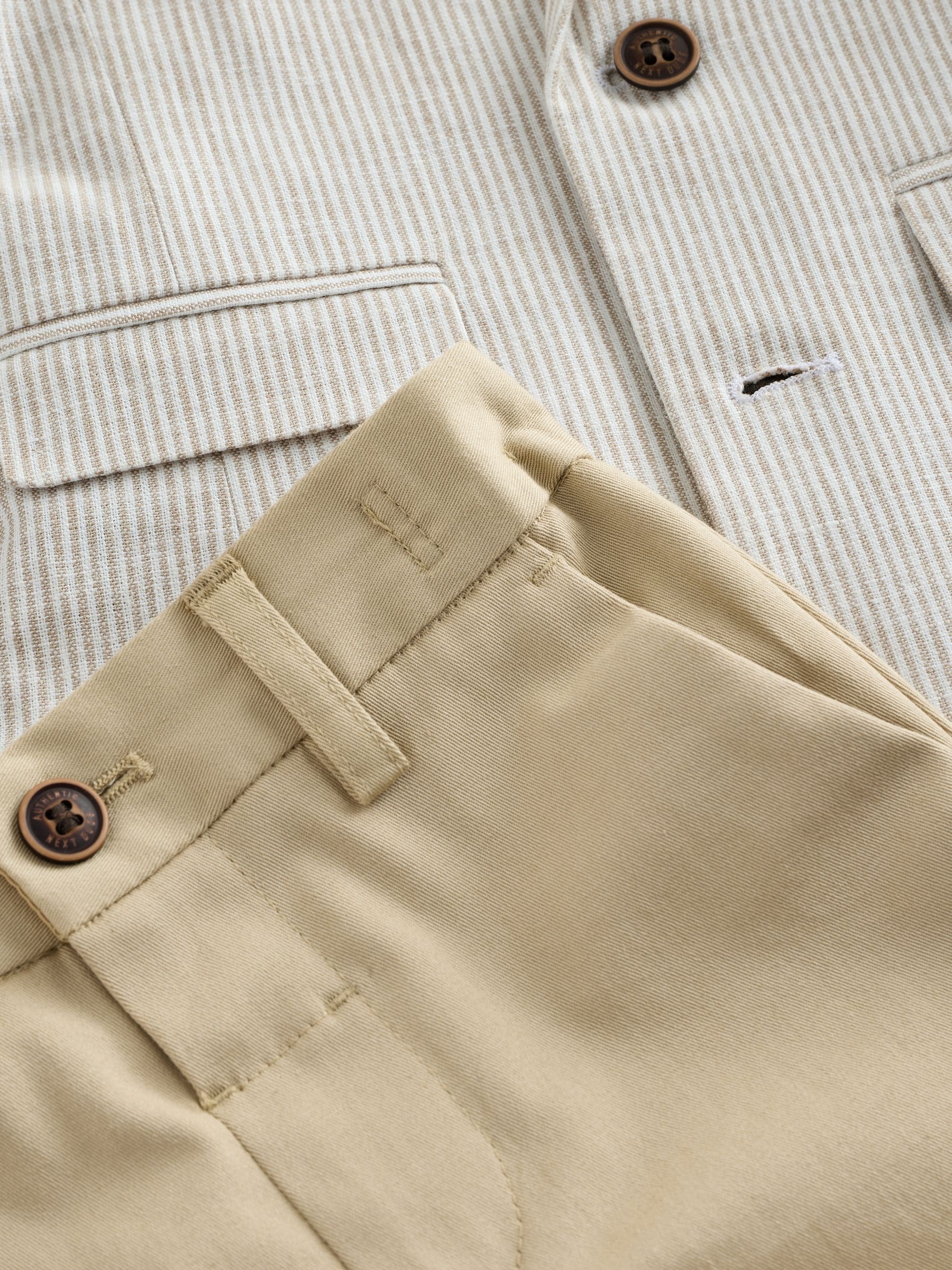 Neutral Stripe Linen Blend Blazer T-Shirt & Shorts Set (3mths-9yrs) image 5
