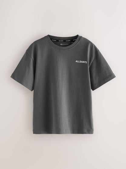 Dsiney Kidz - smALLSAINTS Black/Charcoal Grey Logo Crew Neck Relaxed T-Shirts 3 Pack image 2