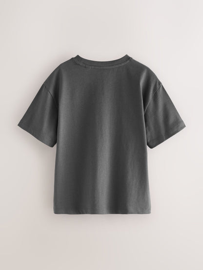 Dsiney Kidz - smALLSAINTS Black/Charcoal Grey Logo Crew Neck Relaxed T-Shirts 3 Pack image 5