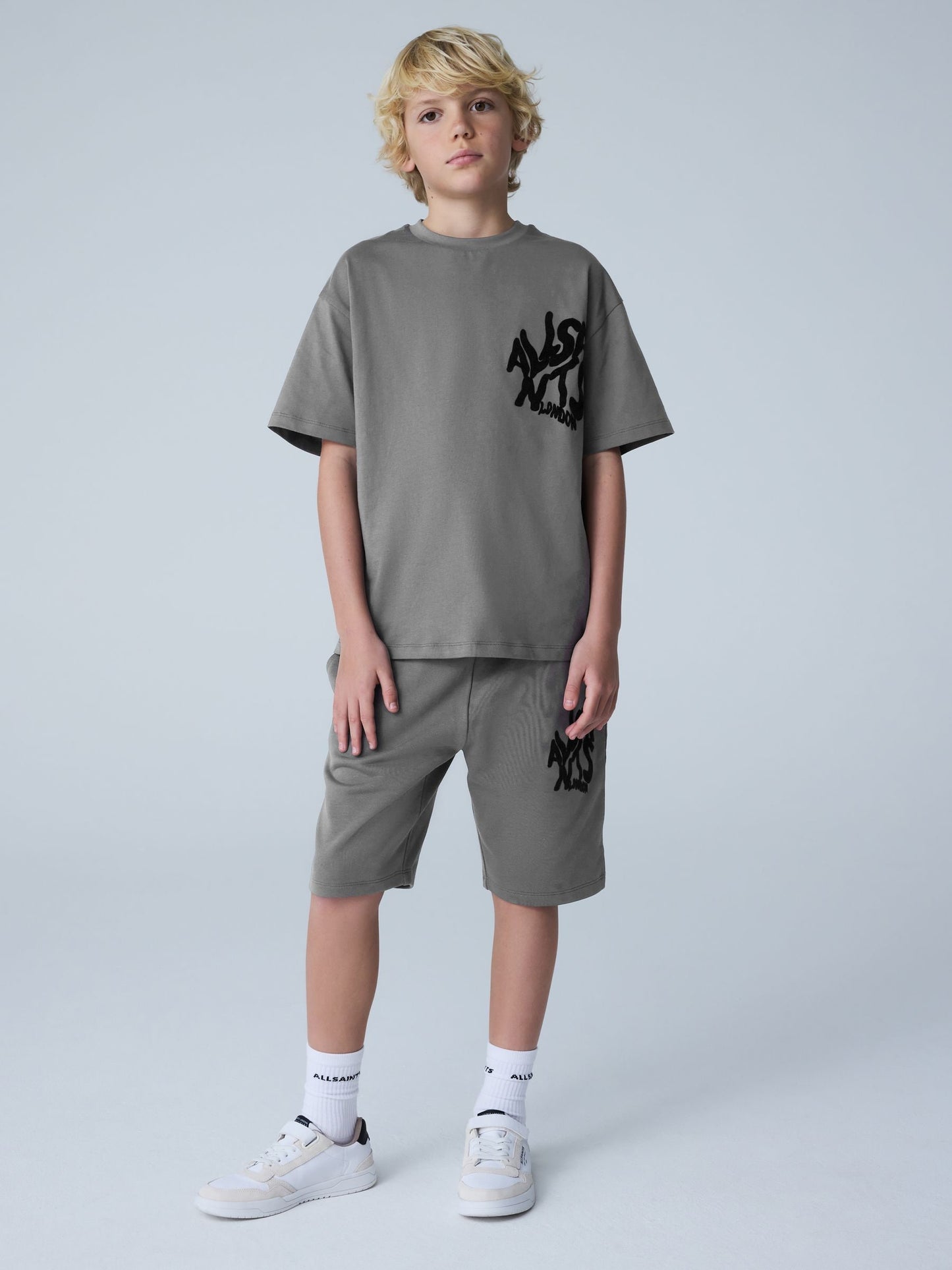 Dsiney Kidz - smALLSAINTS Charcoal Grey/Flocked Orlando T-Shirt and Sweat Shorts Set image 1