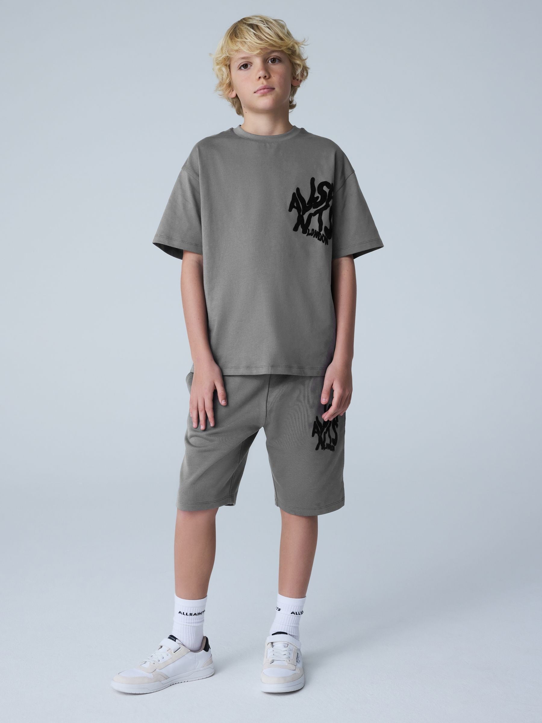 Dsiney Kidz - smALLSAINTS Charcoal Grey/Flocked Orlando T-Shirt and Sweat Shorts Set image 1