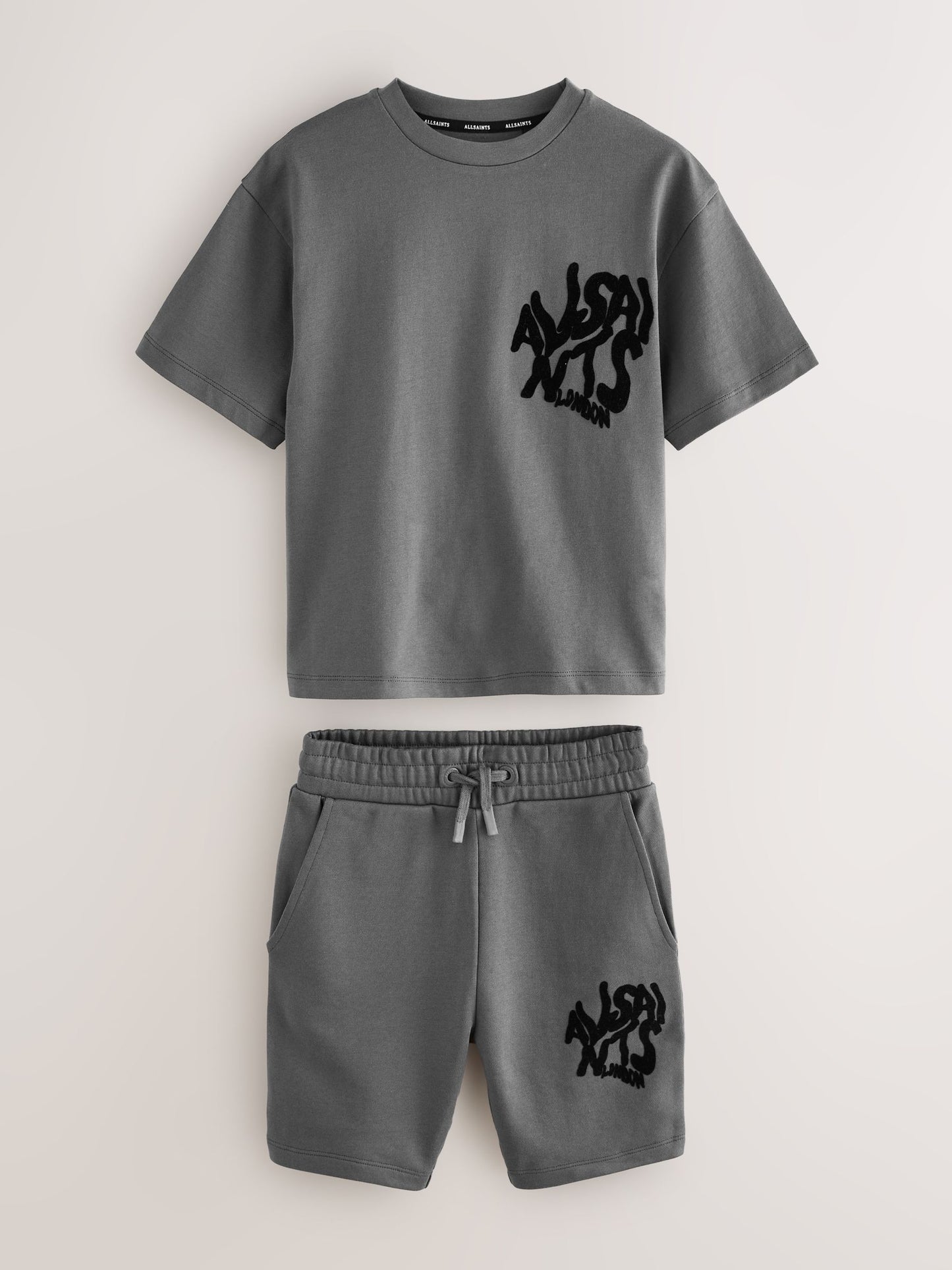 Dsiney Kidz - smALLSAINTS Charcoal Grey/Flocked Orlando T-Shirt and Sweat Shorts Set image 10