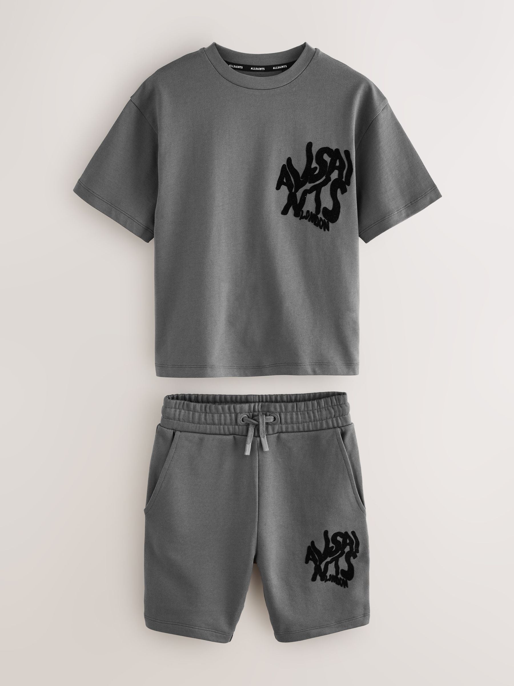Dsiney Kidz - smALLSAINTS Charcoal Grey/Flocked Orlando T-Shirt and Sweat Shorts Set image 10